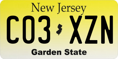 NJ license plate C03XZN