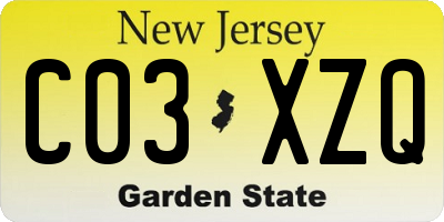 NJ license plate C03XZQ
