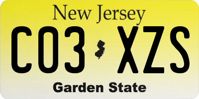 NJ license plate C03XZS