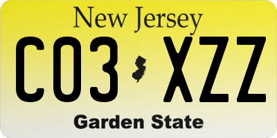 NJ license plate C03XZZ