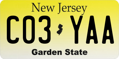 NJ license plate C03YAA