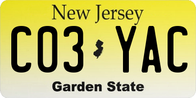 NJ license plate C03YAC