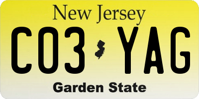 NJ license plate C03YAG