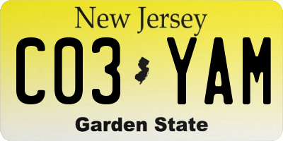 NJ license plate C03YAM