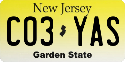 NJ license plate C03YAS