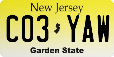 NJ license plate C03YAW