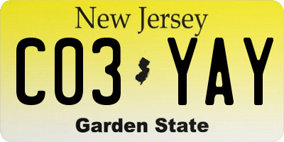 NJ license plate C03YAY