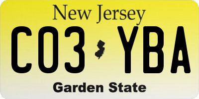 NJ license plate C03YBA