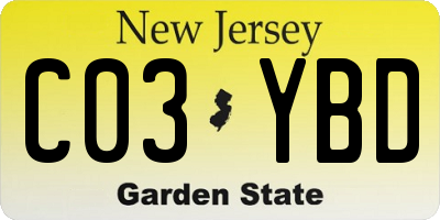 NJ license plate C03YBD