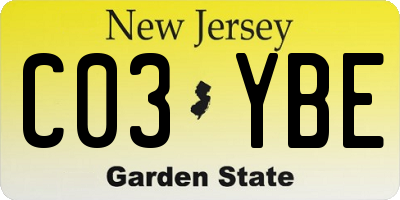 NJ license plate C03YBE