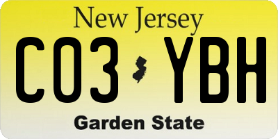 NJ license plate C03YBH