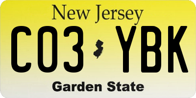 NJ license plate C03YBK
