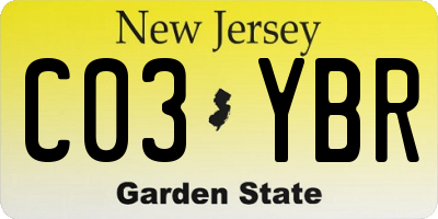 NJ license plate C03YBR