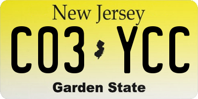 NJ license plate C03YCC