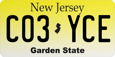 NJ license plate C03YCE