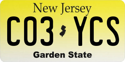 NJ license plate C03YCS