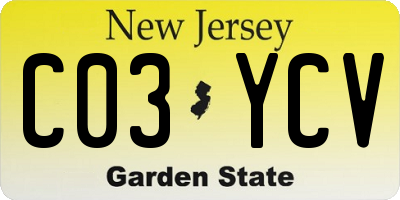NJ license plate C03YCV