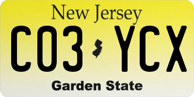NJ license plate C03YCX