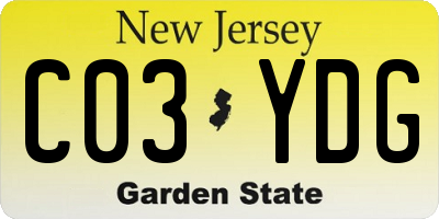 NJ license plate C03YDG