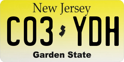 NJ license plate C03YDH