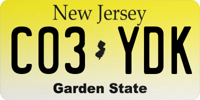 NJ license plate C03YDK