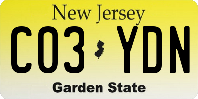 NJ license plate C03YDN