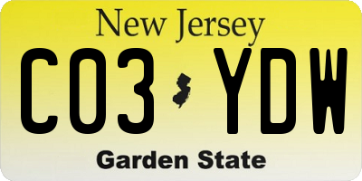NJ license plate C03YDW