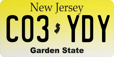 NJ license plate C03YDY