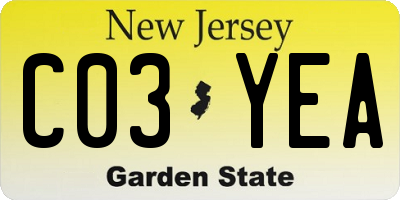 NJ license plate C03YEA