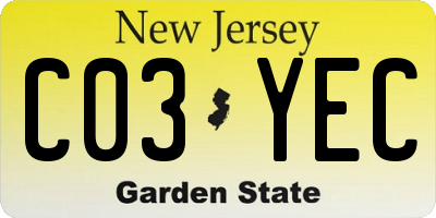 NJ license plate C03YEC