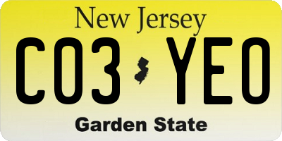 NJ license plate C03YEO
