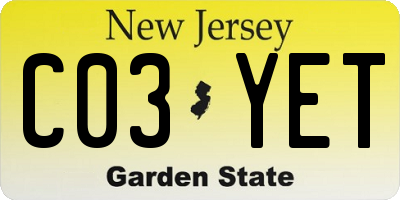 NJ license plate C03YET