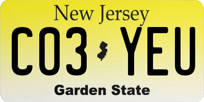 NJ license plate C03YEU