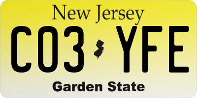 NJ license plate C03YFE
