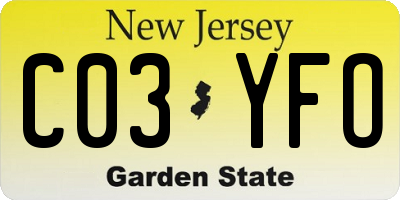 NJ license plate C03YFO