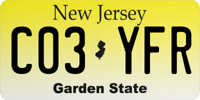 NJ license plate C03YFR