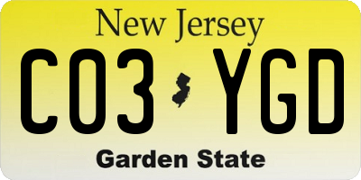 NJ license plate C03YGD