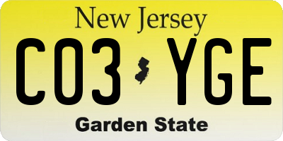 NJ license plate C03YGE