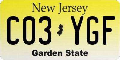 NJ license plate C03YGF