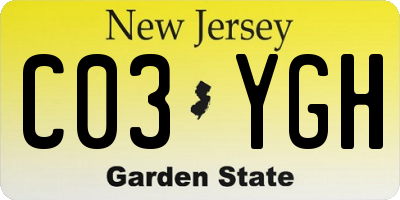 NJ license plate C03YGH