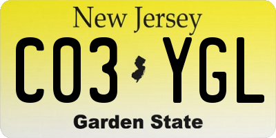 NJ license plate C03YGL