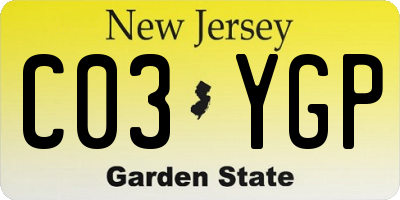NJ license plate C03YGP