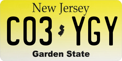 NJ license plate C03YGY