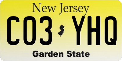 NJ license plate C03YHQ
