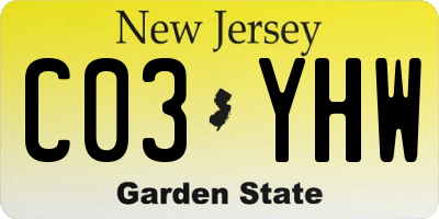 NJ license plate C03YHW