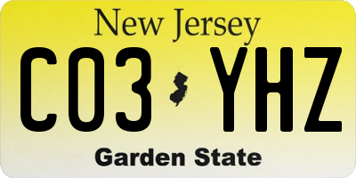 NJ license plate C03YHZ