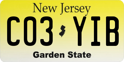 NJ license plate C03YIB