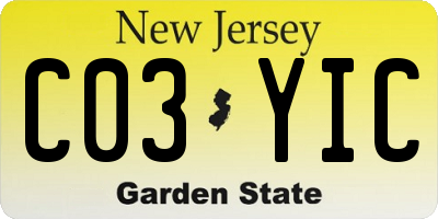 NJ license plate C03YIC