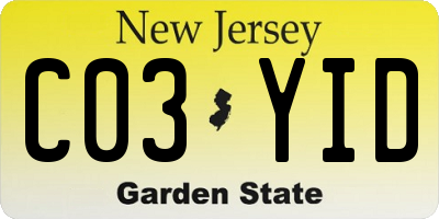 NJ license plate C03YID