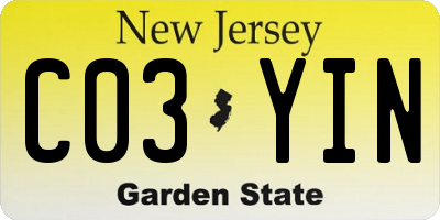 NJ license plate C03YIN